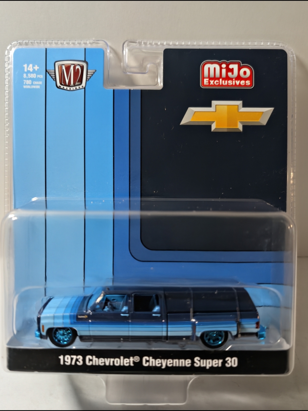 MiJo Exclusives 1973 Chevrolet Cheyenne Super 30 CHASE Blue Stripe Die-Cast NEW!
